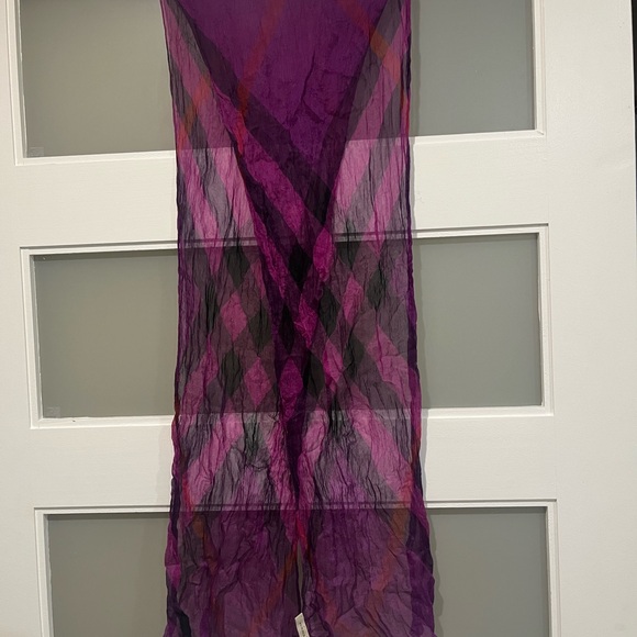 Burberry lightweight silk Purple and Black Sheer Scarf - Picture 7 of 9